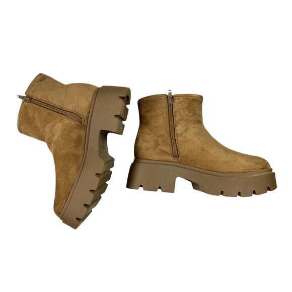 Nobo Chunky Fleece Lined Lug Sole Ankle Boots  Size 9  Cognac Y2K Inspired - Picture 10 of 10